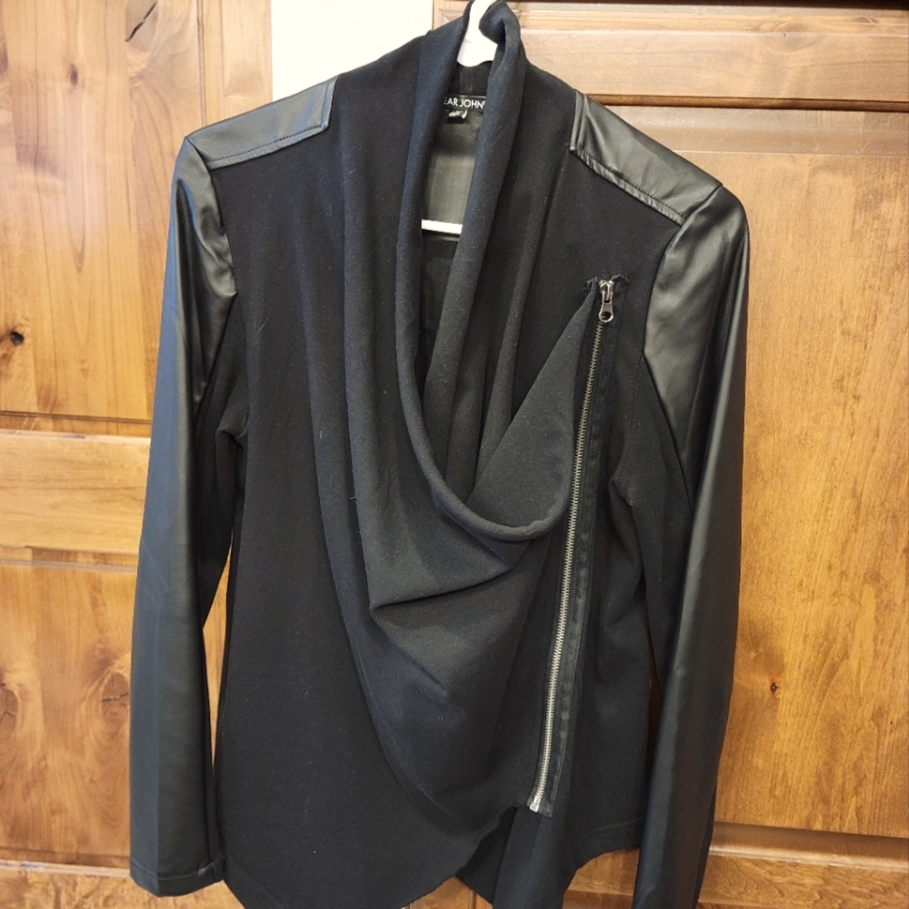 Dear John mixed media drape front jacket